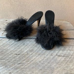 Maribou mules slippers heels